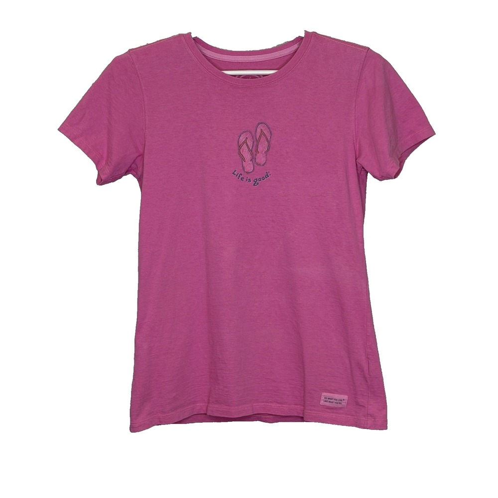 Life is Good Classic Fit Tee T-Shirt Womens Small Pink Short Sleeve Round Neck
